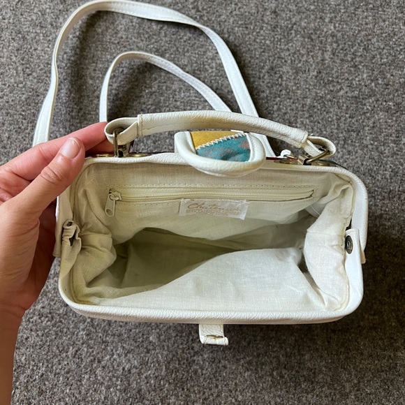 Vintage 90s Y2K Chateau Genuine Leather Patchwork Top Handle Crossbody Bag - Picture 14 of 15